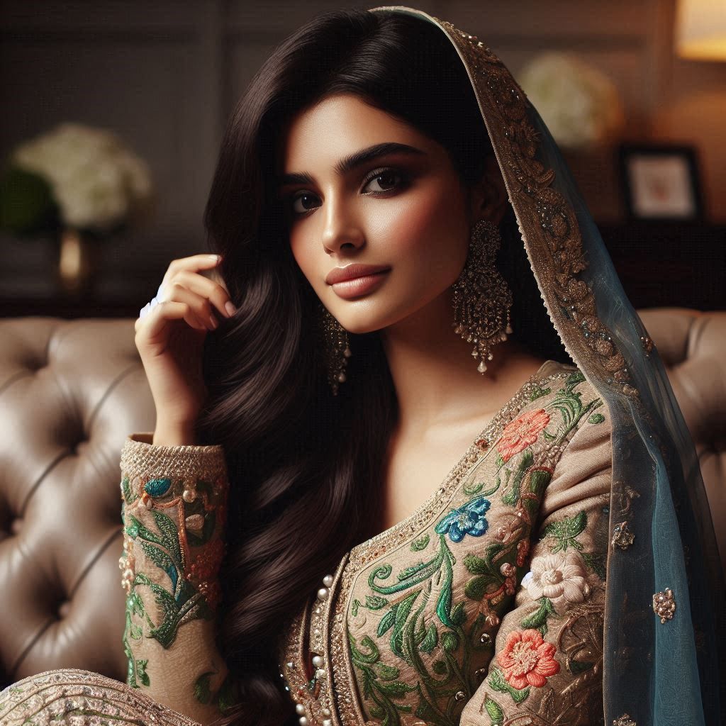 a young vibrant dark haired aristocratic woman sitting on a sofa