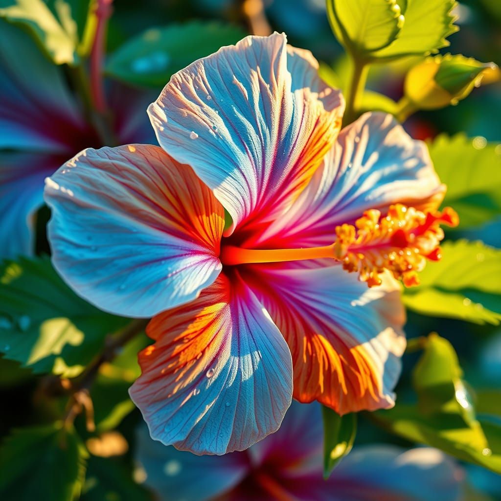 Blooming Hibiscus with Orange and Blue Petals   by @AmadaTakako773