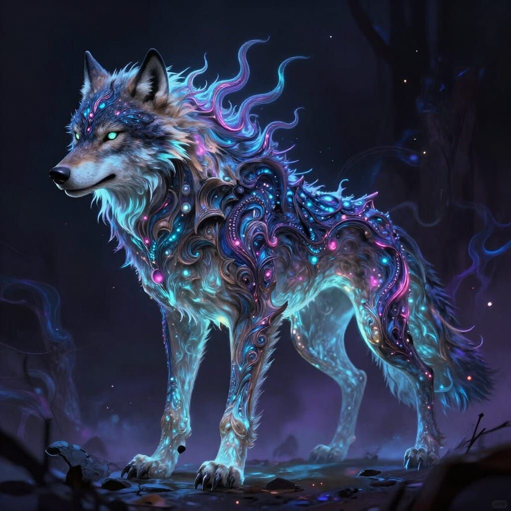 Divine Wolf Monster in Dark Fantasy Concept Art