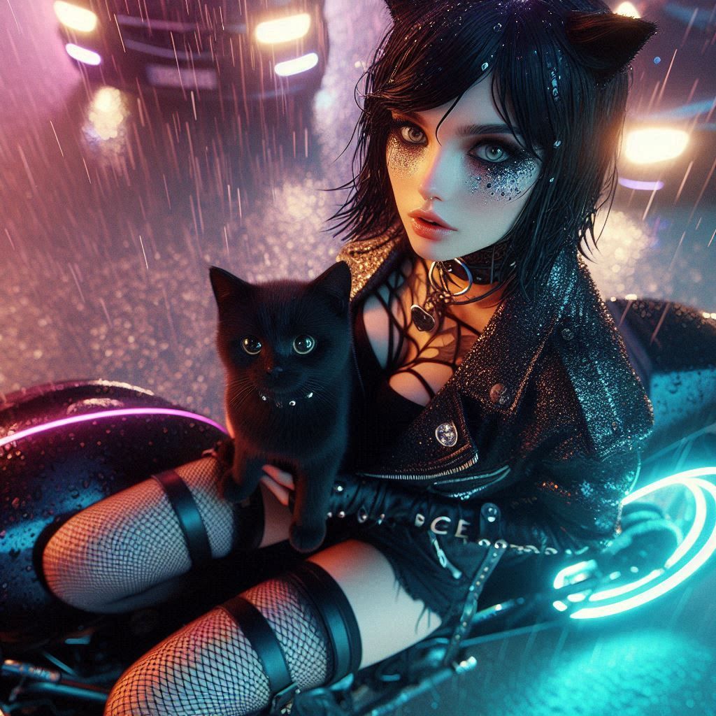Goth girl and the kitty