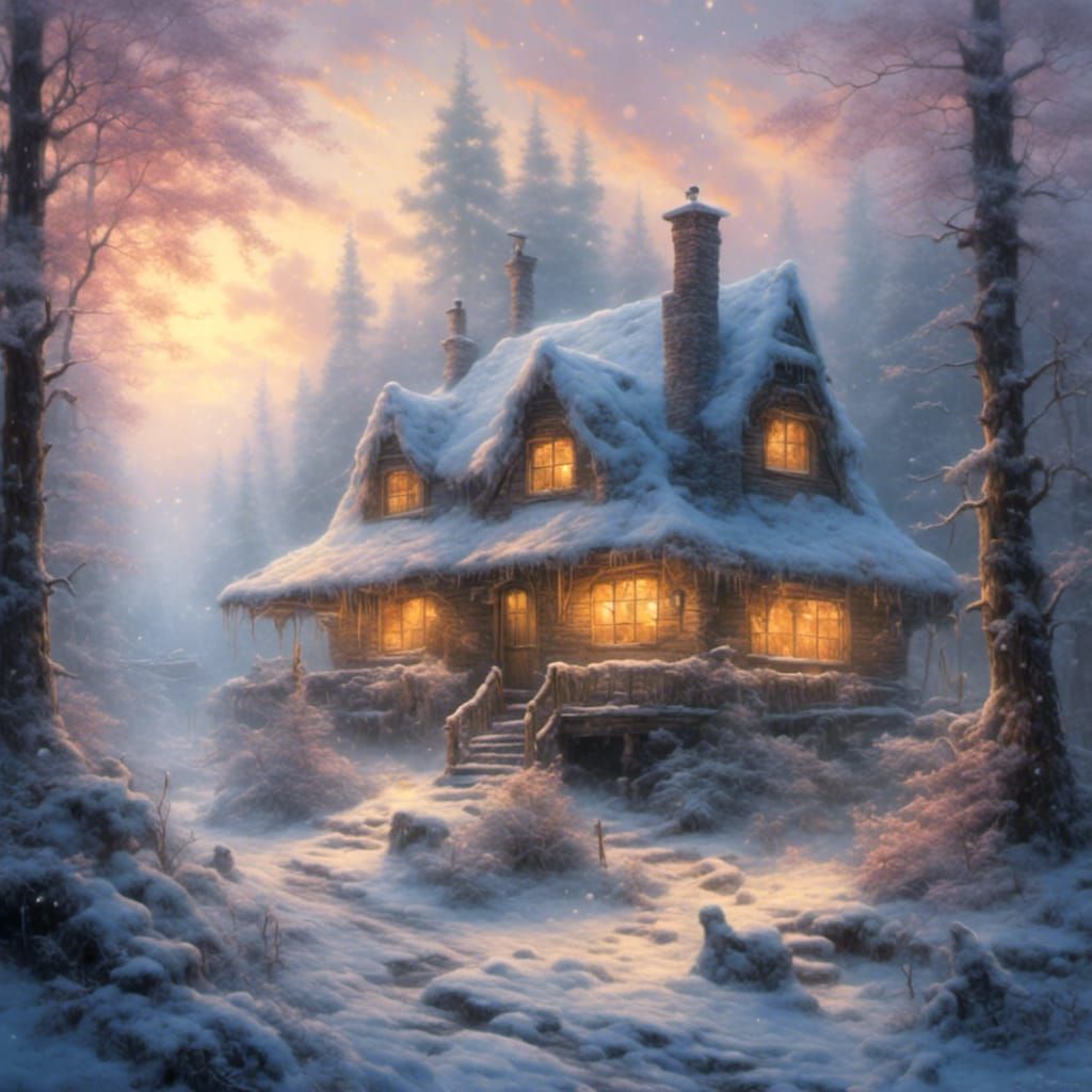 <lora:Gullyism:1.0> A hut completely covered with snow, exce...