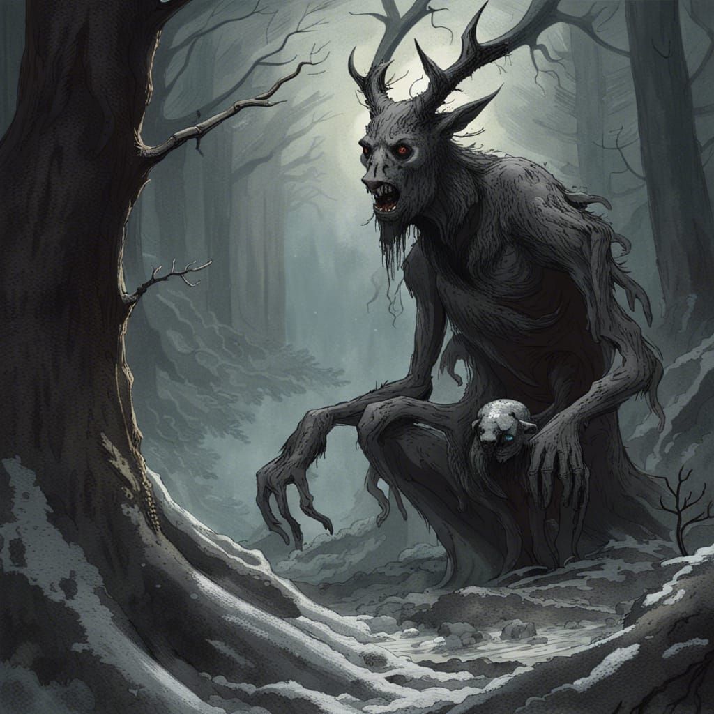 a wendigo creature - AI Generated Artwork - NightCafe Creator