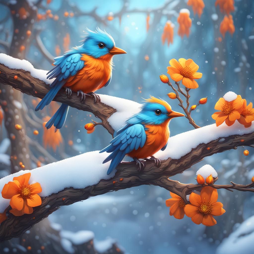 Cute Birds in the Snow