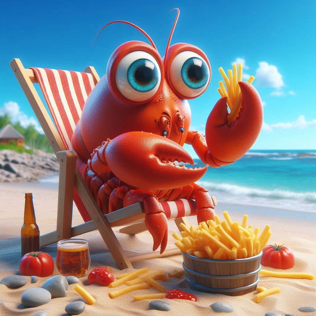 beer and fries on the beach
