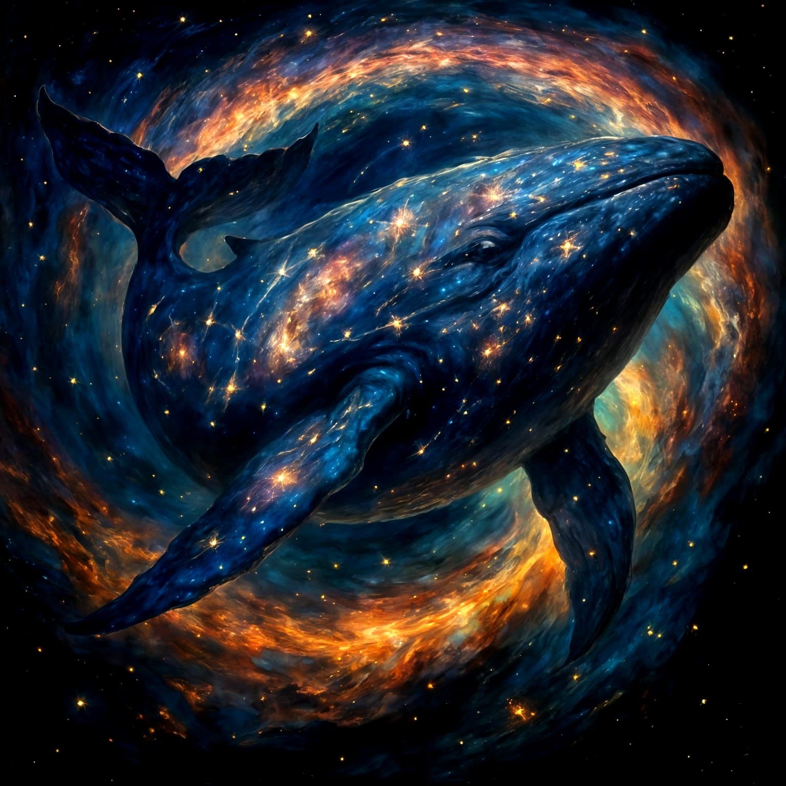 Space whale, swimming through a nebula  by @Tymelle