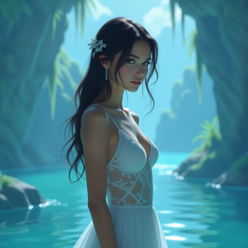 Delicate Glass Girl in Dreamy Digital Art Style