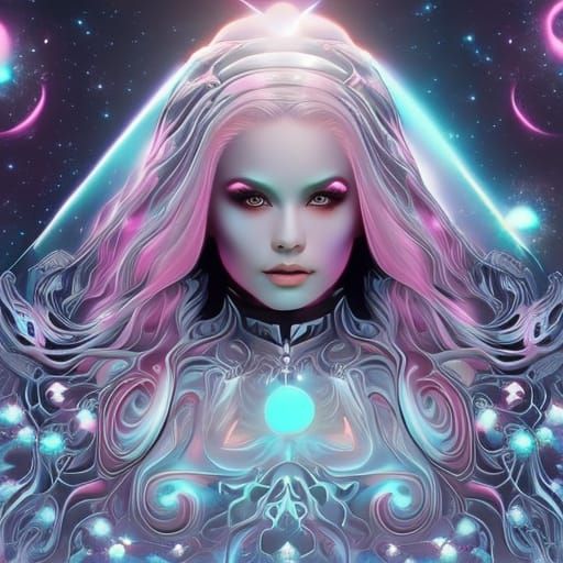 Alien maiden, vibrant atmosphere, mysterious vibes, insanely detailed ...