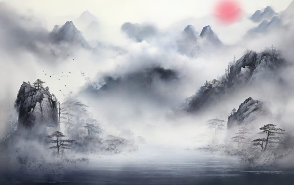 Japanese fog landscape