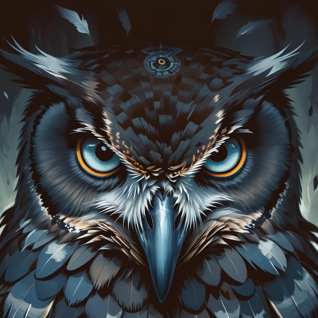 Closeup portrait of wise old owl