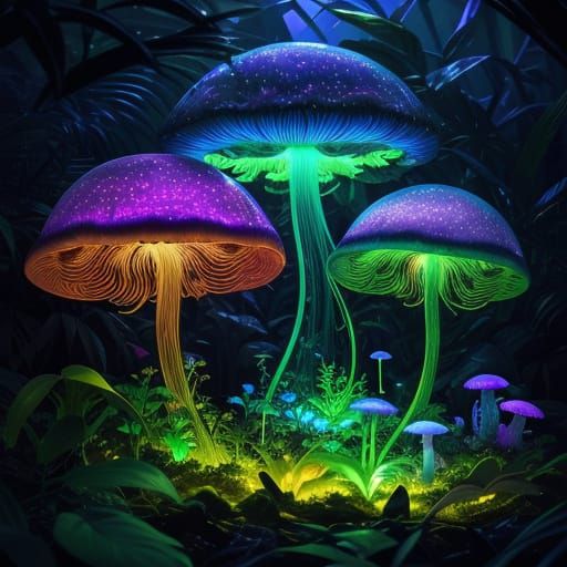 bioluminescent jungle forest  by @100indecisions