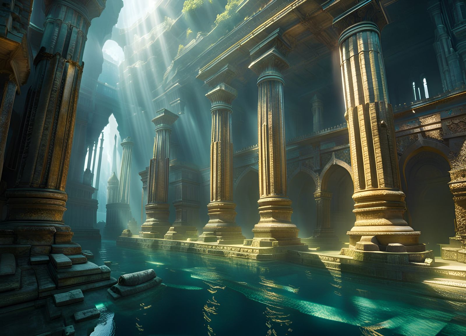 underwater City Ruins - AI Generated Artwork - NightCafe Creator