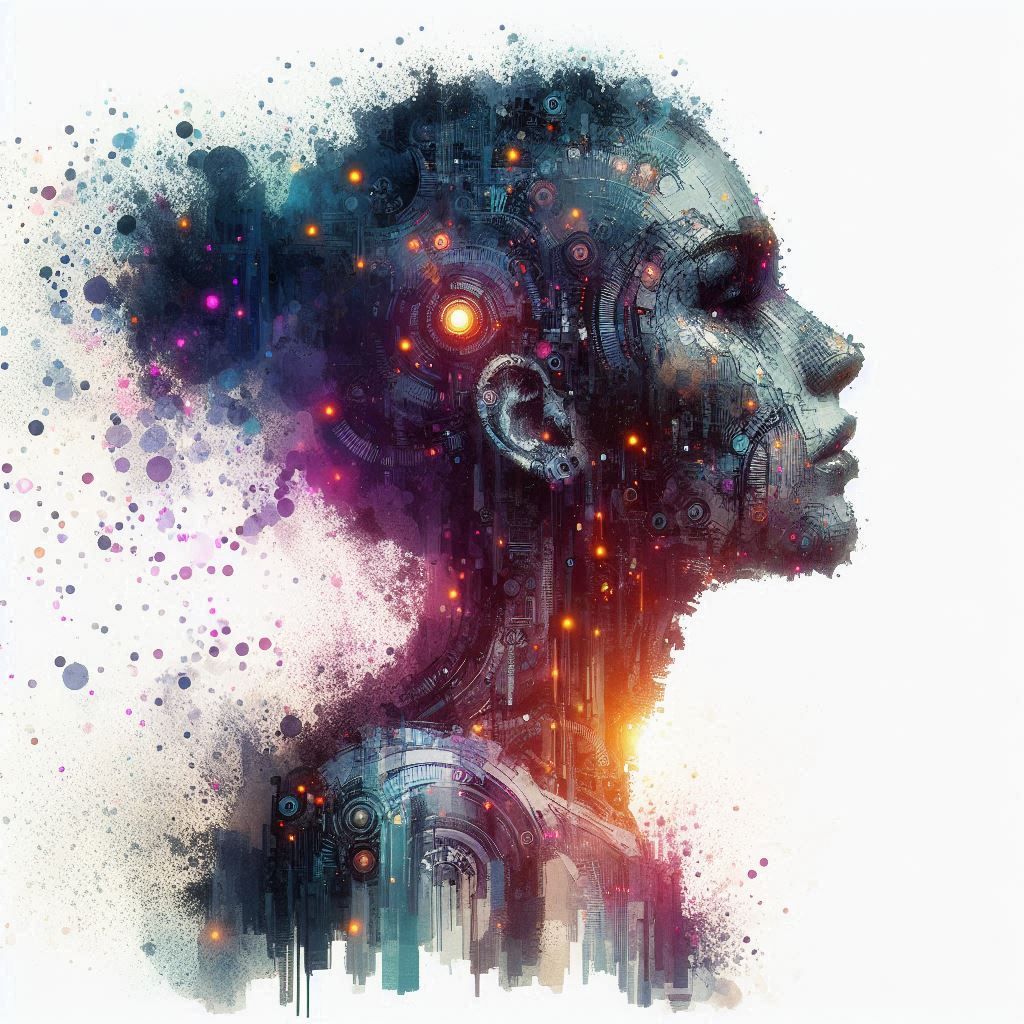 double exposure beautiful fantasy DALL-E 3 portrait landscape..