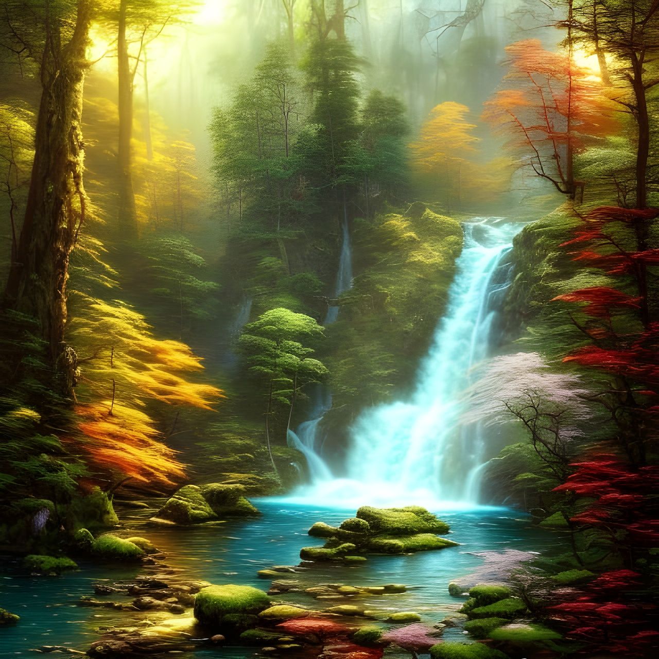 Waterfall trial 4 - AI Generated Artwork - NightCafe Creator