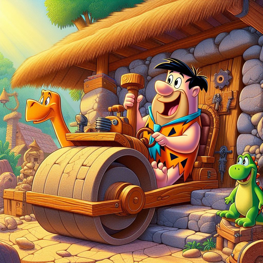 Fred Flintstone with Flintmobile - AI Generated Artwork - NightCafe Creator