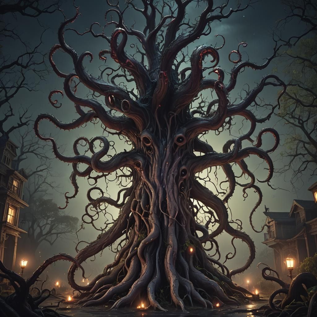 Lovecraft Tree - AI Generated Artwork - NightCafe Creator