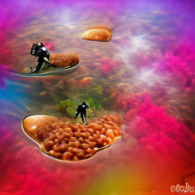 Scuba diving in a lake full of baked beans