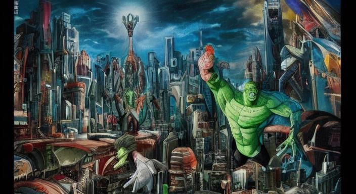 Marvel Comics, Studio Ghibli, ultra-detailed,  hyper-colors,...