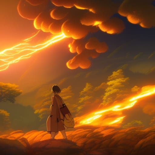 Cool golden lightning strikes exploding into shimmering gold...