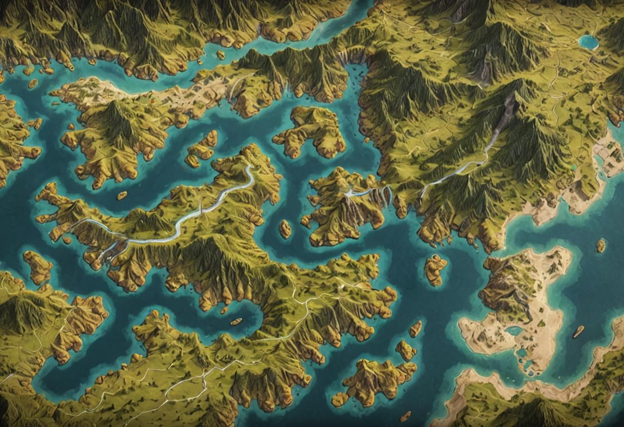 A coastal map in the stroke style like the Lord of the Rings...