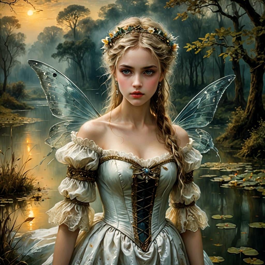 Whispers of a Fairy by the Enchanted Pond  by @Zand