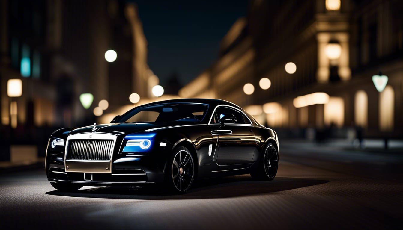 rolls royal as a super car black ultra realistic in night city ...