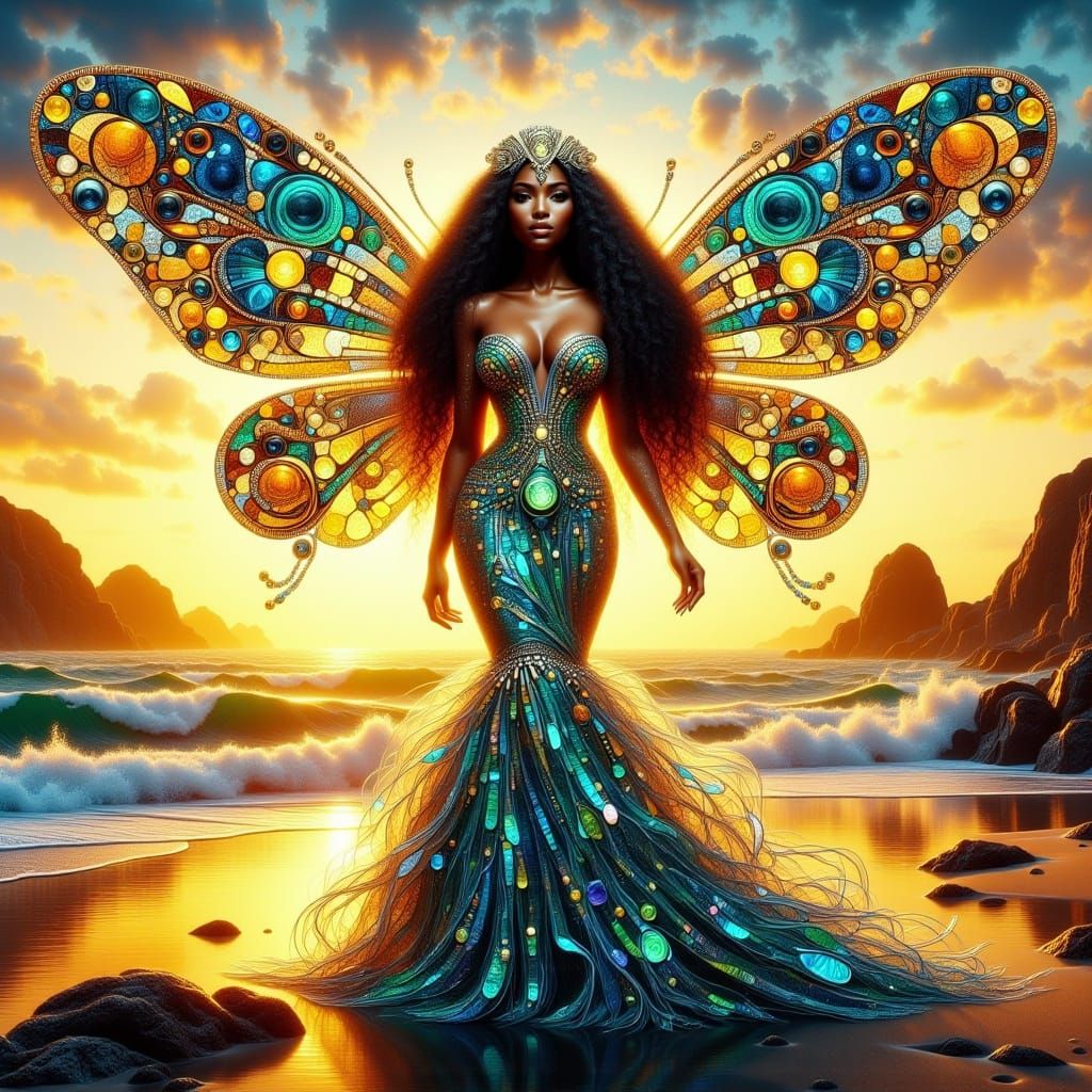 <lora:WINGS IN BEAUTY:1.0> <lora:MOSAIC IN BEAUTY:1.0> Beautiful mosaic wings, elegance, jaw dropping scene, sinister, teal silver yellow,, ...