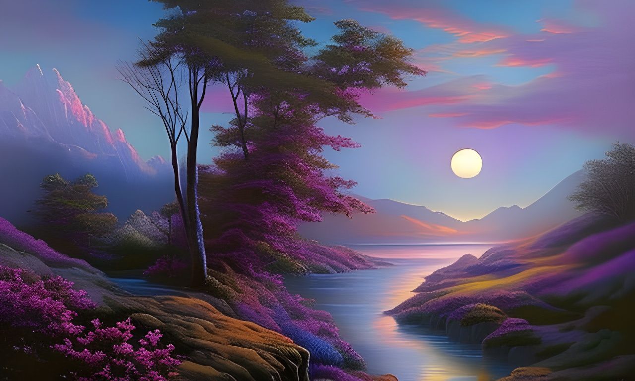 Purple Landscape Painting - AI Generated Artwork - NightCafe Creator