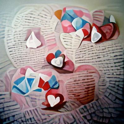 Paper hearts acrylic art