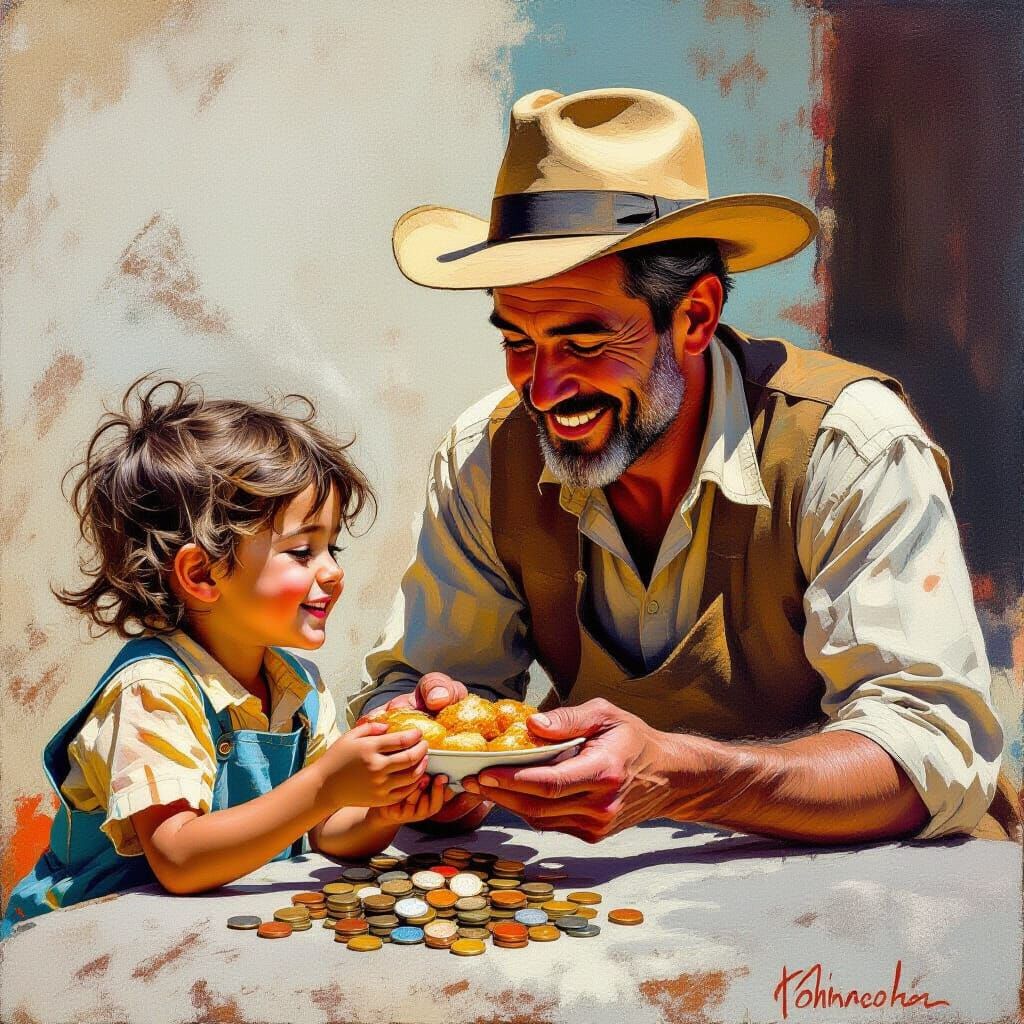 A Generous Act: Child Receives Food