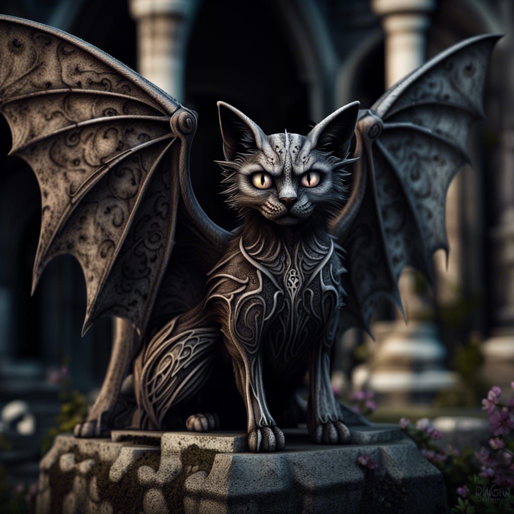 Creepy cute cat bat   by @Role Reversal