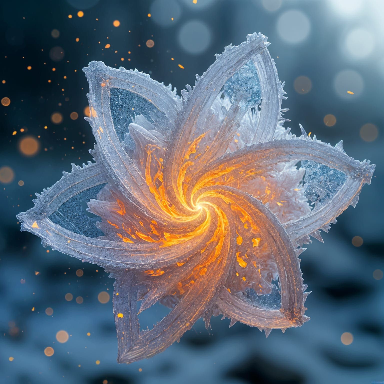 Fire and ice clashing together and add designs and detaild
