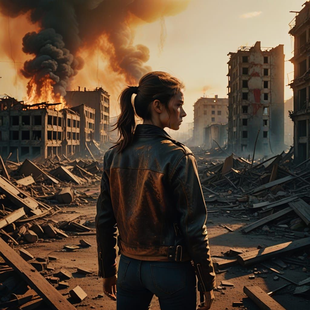 Woman at Ruin's Edge, Gritty Cinematic Masterpiece