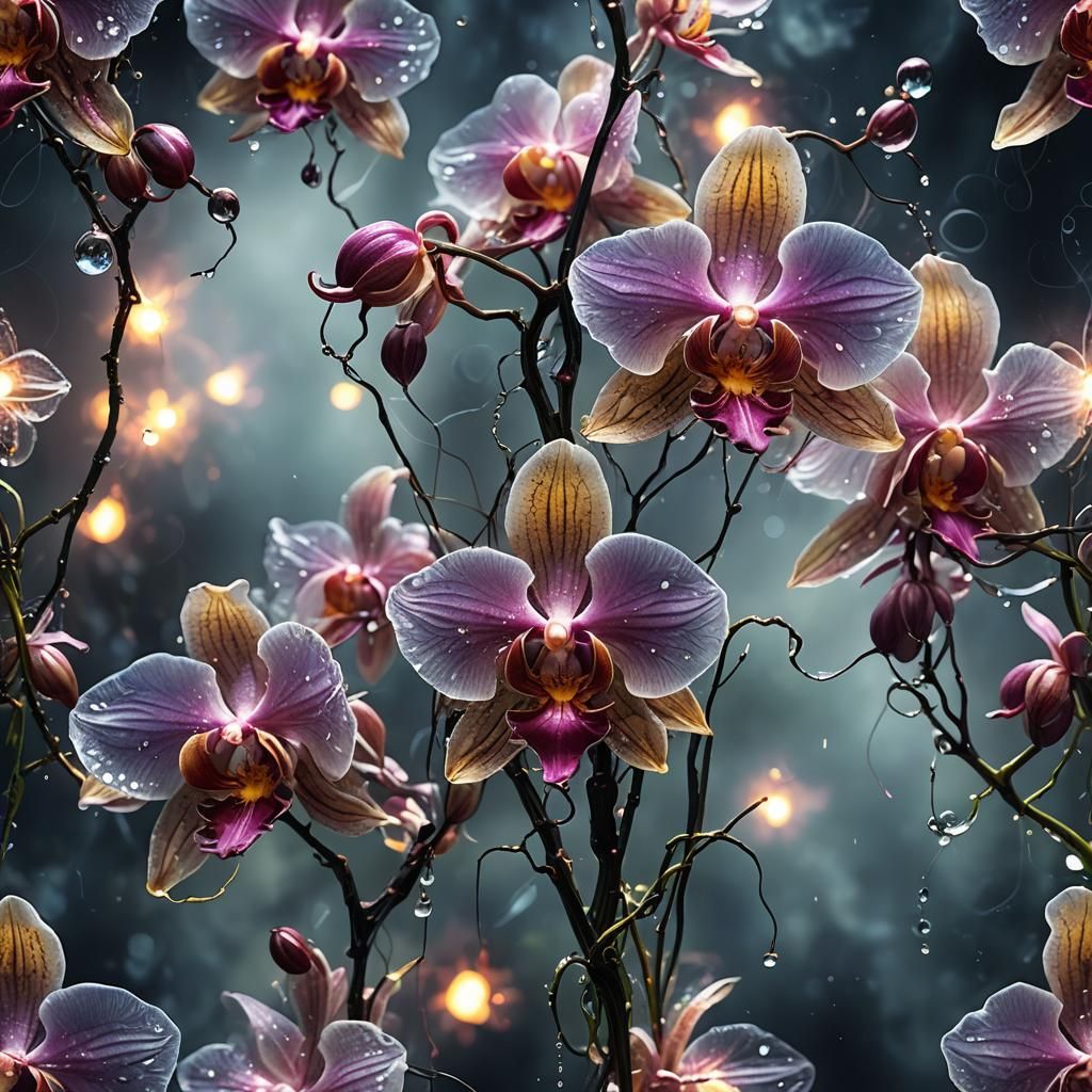 glowing magical orchidee