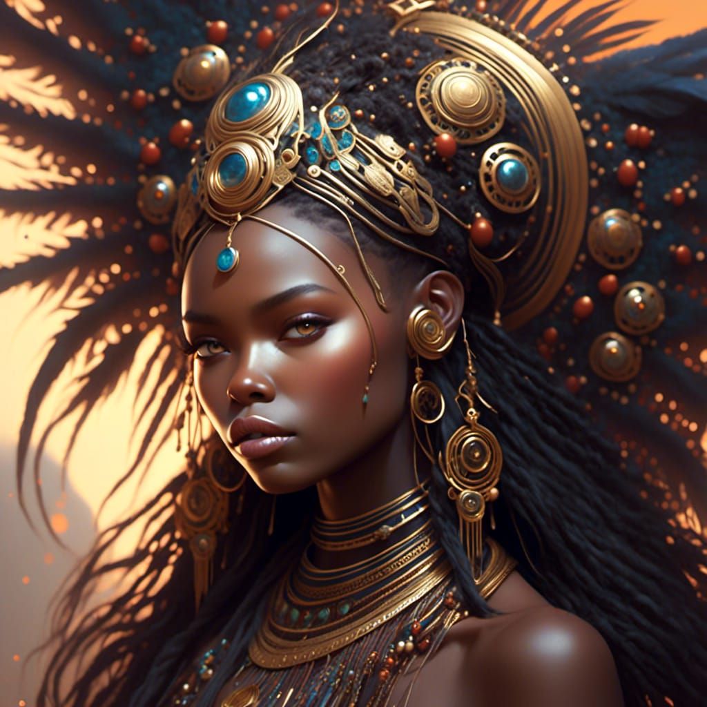  <lora:G-Babe:1.0>African tribal babe