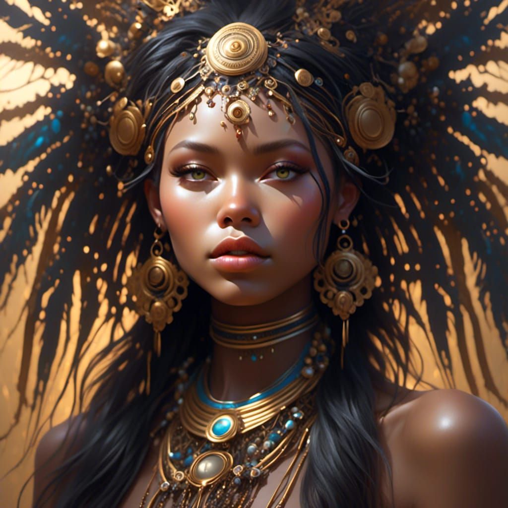 <lora:G-Babe:1.0>African tribal babe