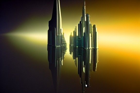 perspective in a glass city with lights shallow depth of fie...