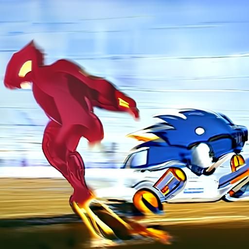 Sonic the Hedgehog racing The Flash