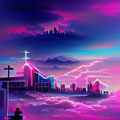 God watching over a tiny city
