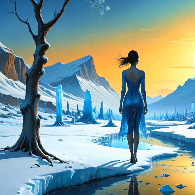 Surrealistic Landscape with Enigmatic Female Figure