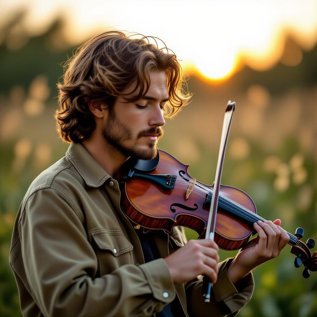 Musician's Portrait in Nature's Embrace