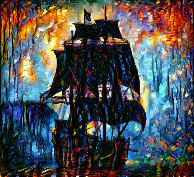 Artistic pirate ship.