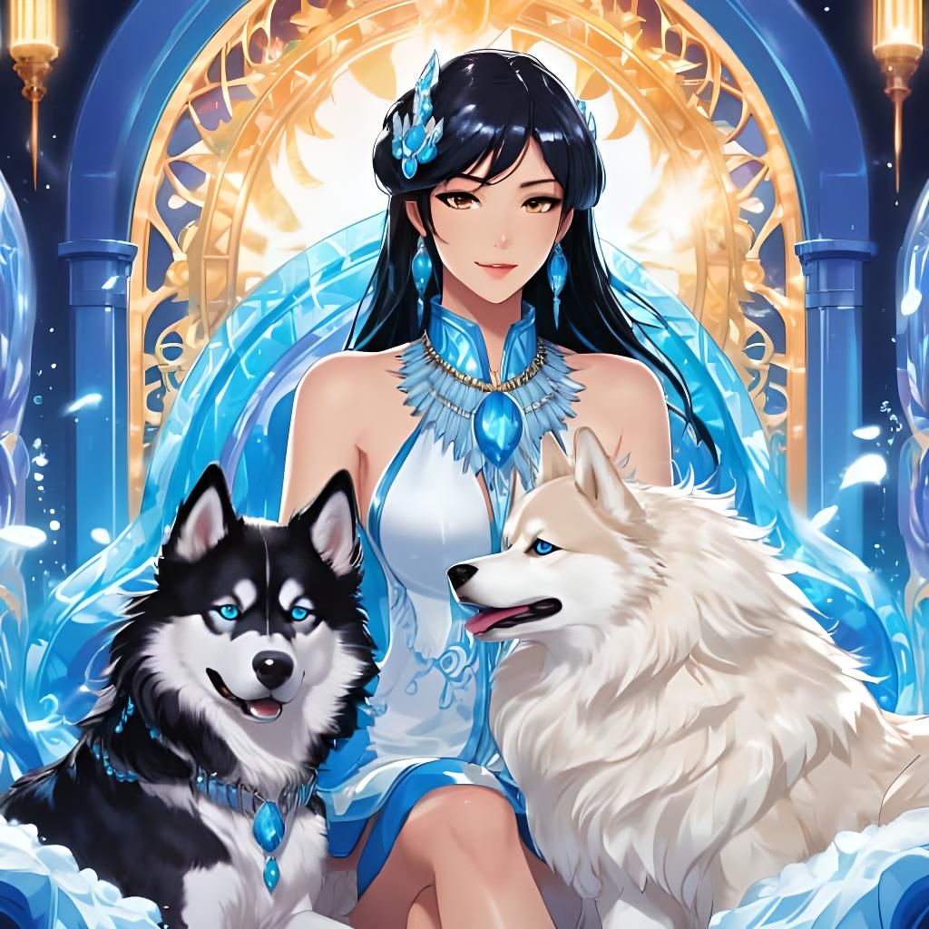 Queen Pim and her dogs