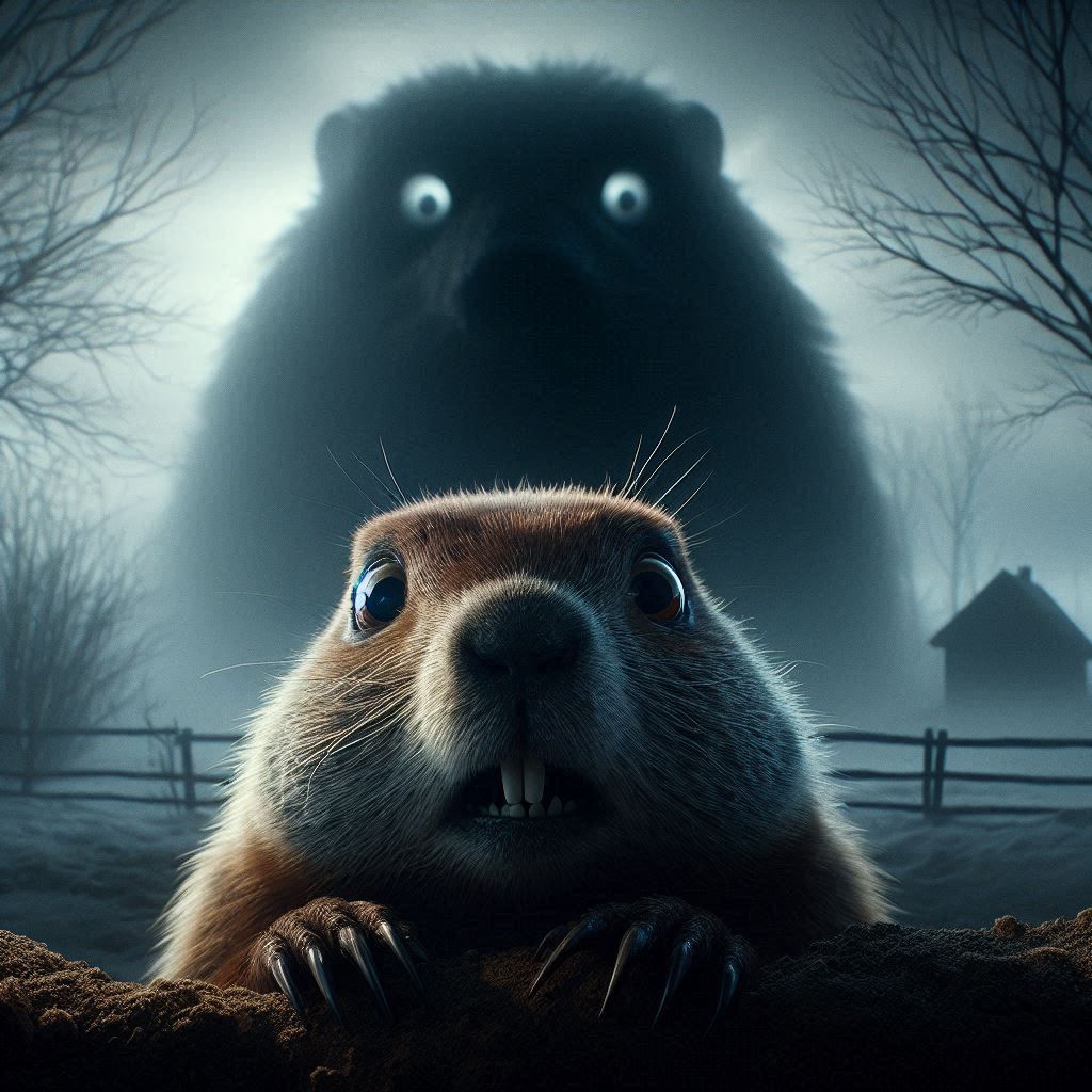 Punxsutawney Phil Frightened By His Shadow