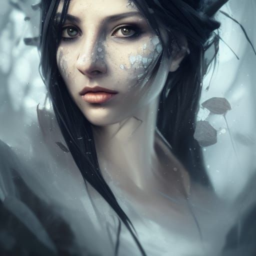 Hyper detailed, realistic, 8k, a beautiful woman with black ...