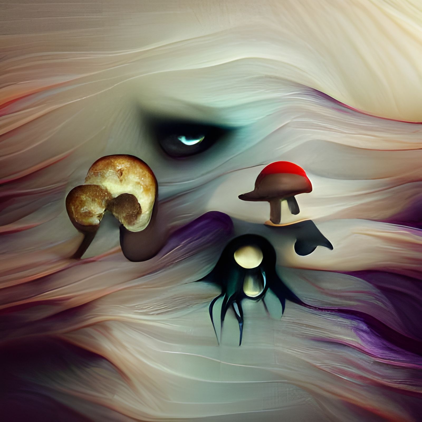 mushroom, witch, creepy, organic, scary, dark, abstract