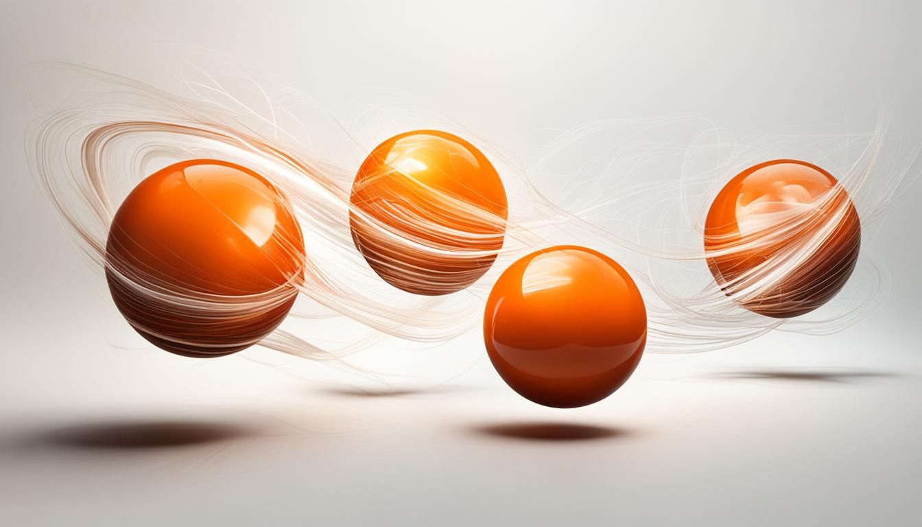 3 orange balls on a white background reflect the light