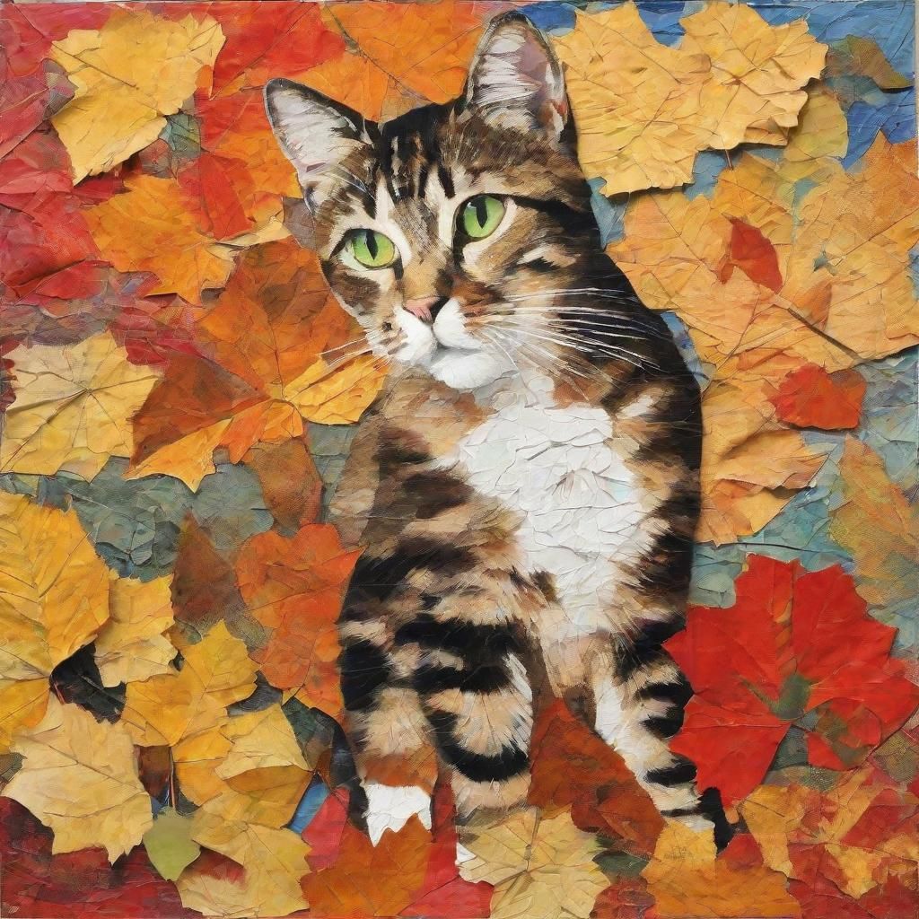 Fall paper collage with beautiful cat 
Fall paper collage ar...