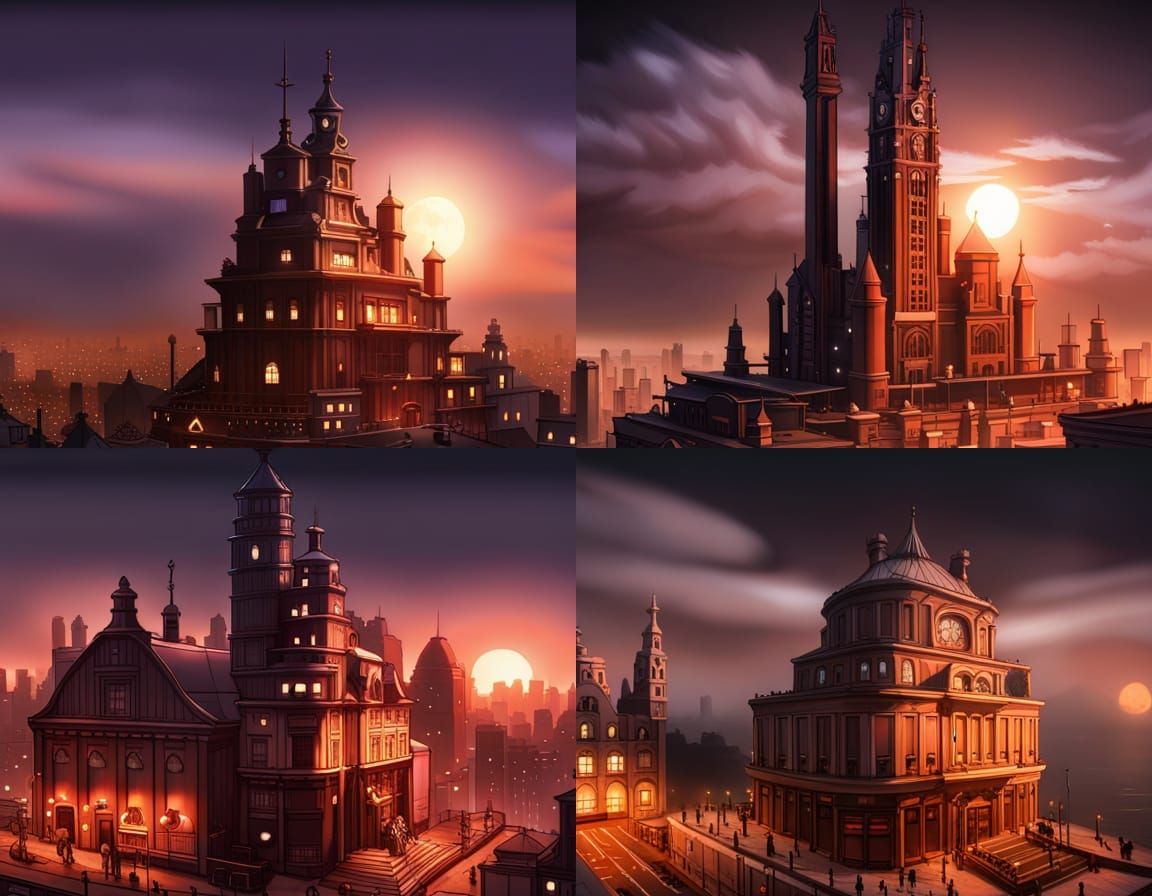 Massive Dark And Frightening City At Dusk Hyperdetailed And Highly