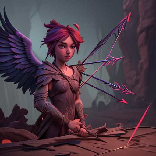 A cupid girl with arrows