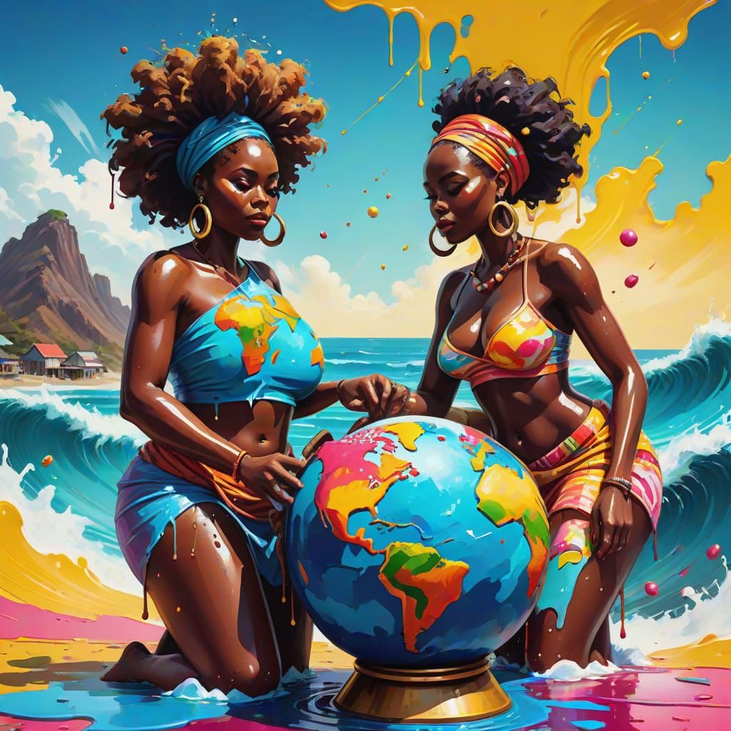 Vibrant Women Celebrate African Culture in Whimsical Candy A...